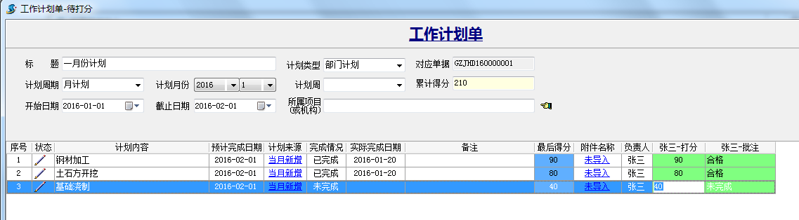 工作計劃單