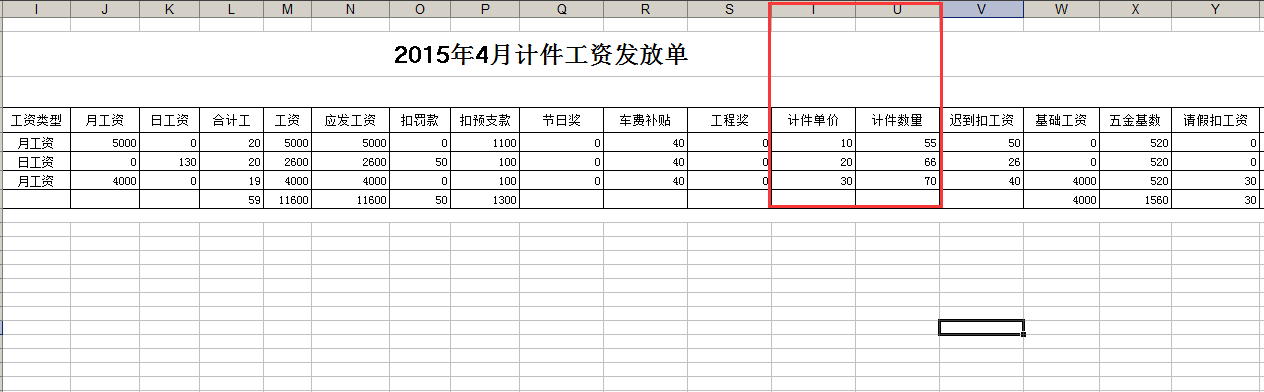 工資表格